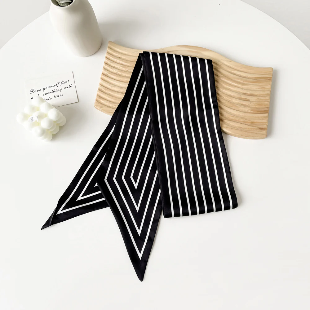 Black and White Ribbon Bag Scarf - Image 5