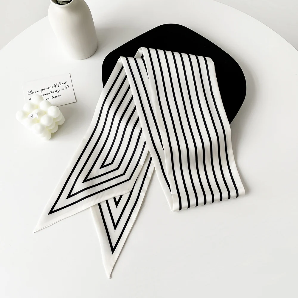 Black and White Ribbon Bag Scarf - Image 6