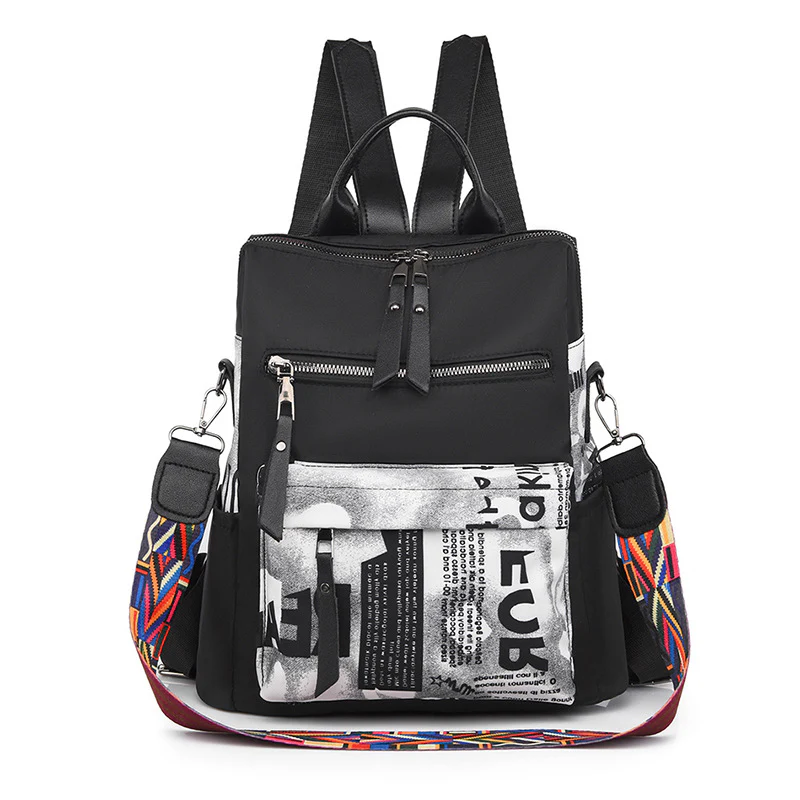 Trendy Contrast Oxford Cloth Lightweight Travel Backpack - Image 6