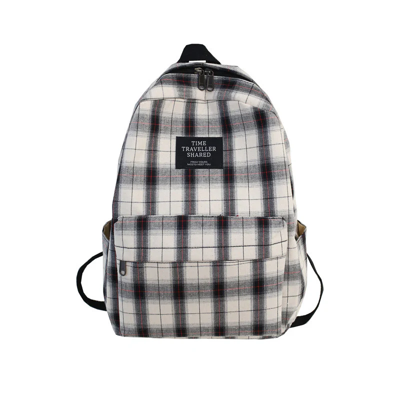 Plaid Canvas Casual School Backpack - Image 6