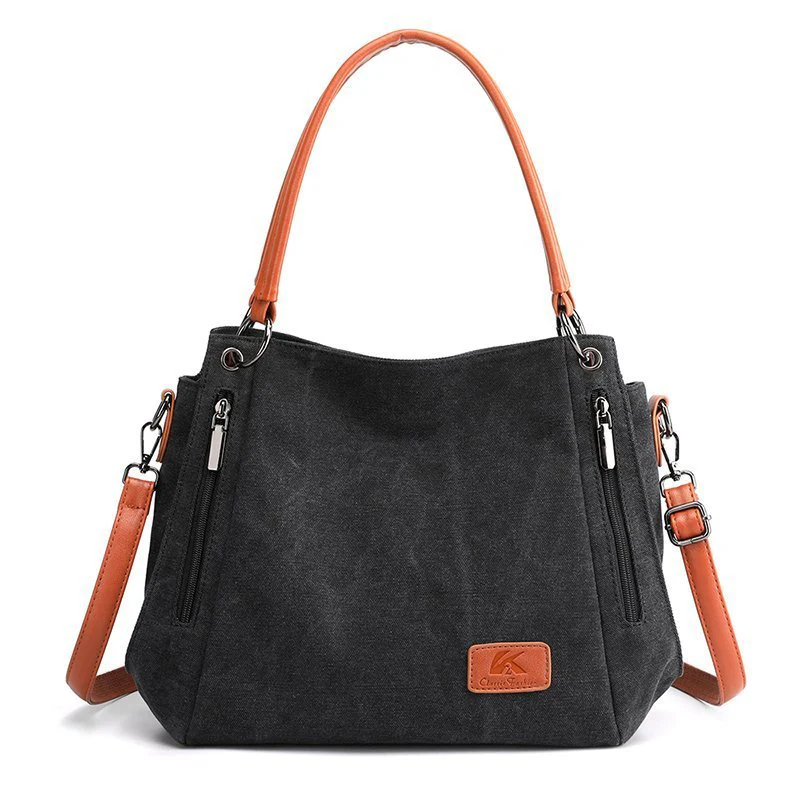 Velvet Canvas Solid Color Trendy Lightweight Tote - Image 7