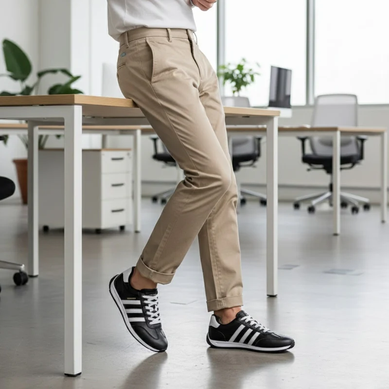Classic Black & White Stripe Sneakers - Image 4