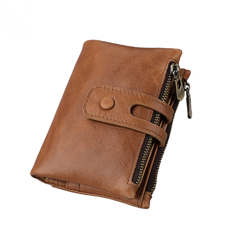 Classic Genuine Leather Wallet with Snap Strap and Zip Pocket - Image 7
