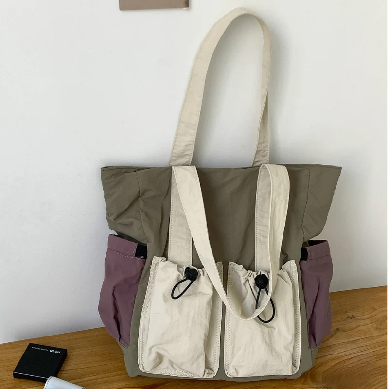 Color Block Multi Pocket Tote Bag - Image 2