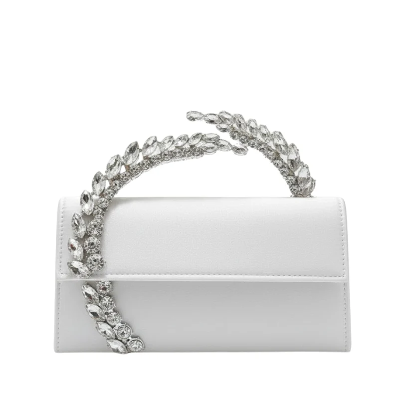 Crown Style Premium Party Handbag with Crystal Embellished Handle