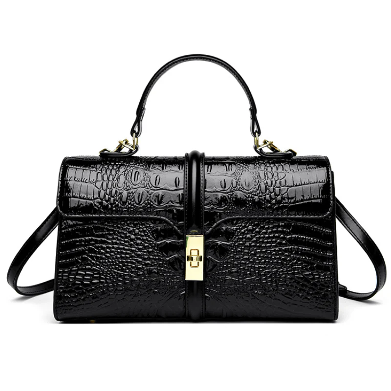 Elegant Crocodile Pattern Luxury Handbag - Image 5
