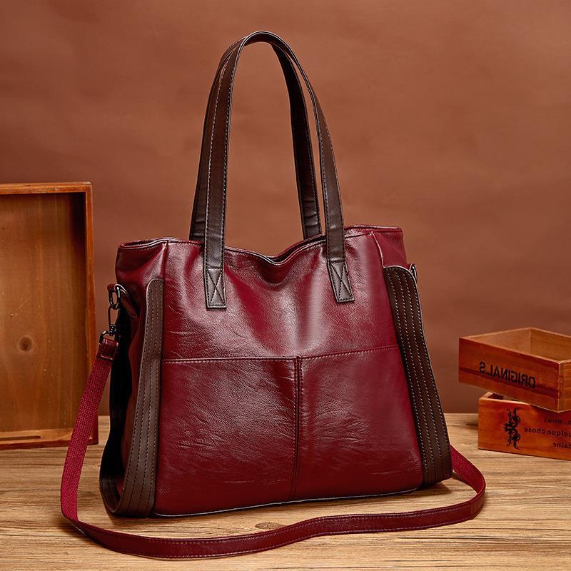 Soft Leather Large Capacity Fashion Tote Handbag - Image 6