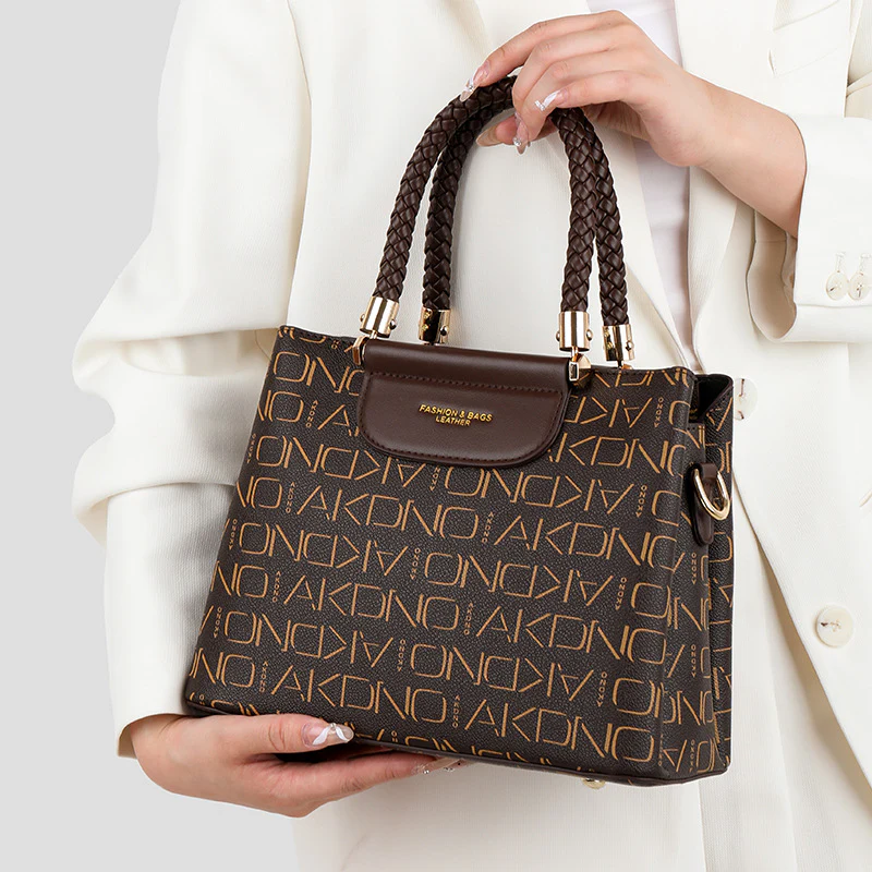 Fashionable Large-Capacity PVC Commuter Tote Bag with Letter Print - Image 6