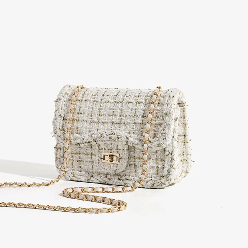 French Style Plaid Chain Crossbody Bag - Image 3