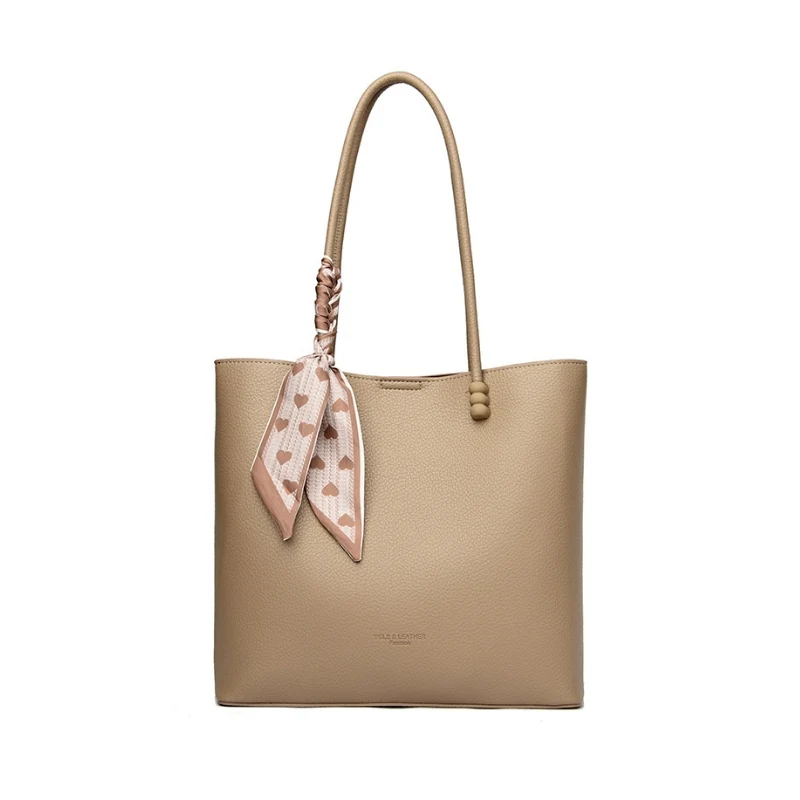Graceful Scarf-Accent Vegan Shoulder Bag - Image 15