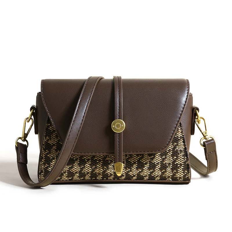 Houndstooth Patchwork Crossbody Bag - Image 5