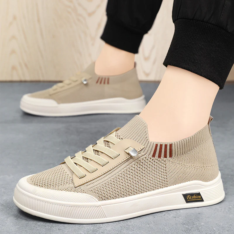 Men's Lightweight Elastic Knit Slip-On Sneakers - Image 4