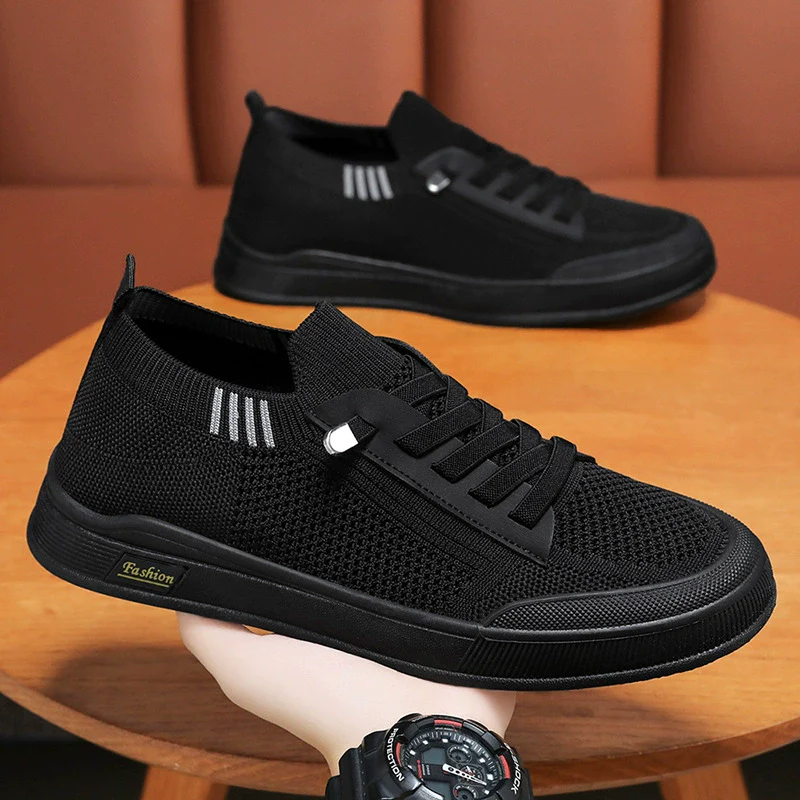 Men's Lightweight Elastic Knit Slip-On Sneakers - Image 5