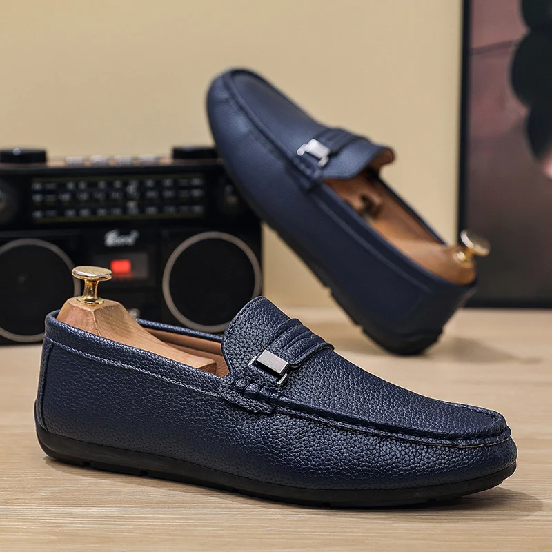 Men's Professional Textured Pebble Grain Loafers - Image 2