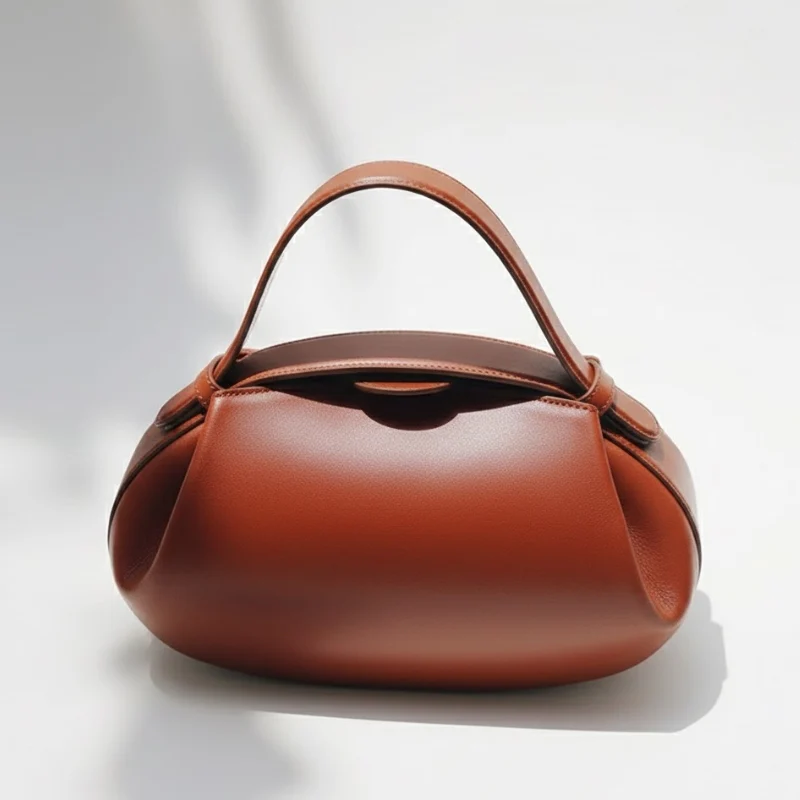 Minimalist Sculptural Handbag with Curved Flap - Image 3