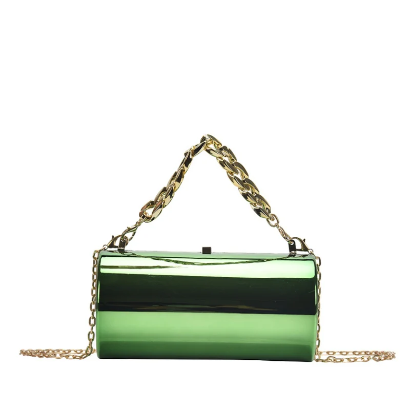Modern Cylindrical Hard Shell Clutch with Dual Chain Options - Image 6
