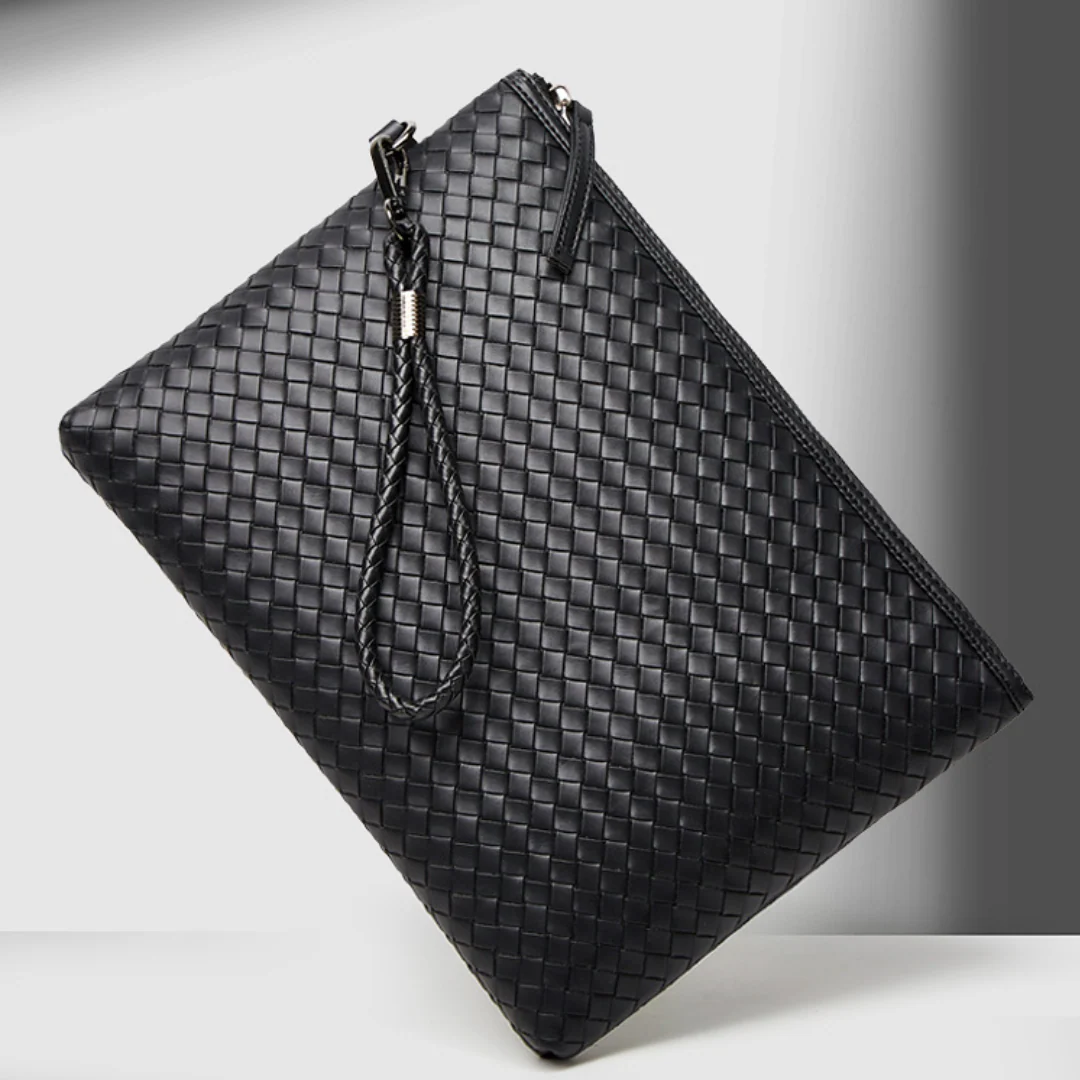 Trendy  Hand-Woven PU Leather Laptop Sleeve - Image 3