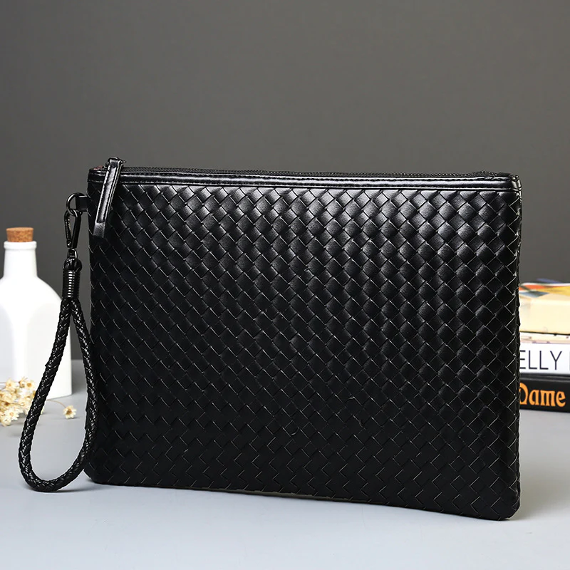 Trendy  Hand-Woven PU Leather Laptop Sleeve - Image 5