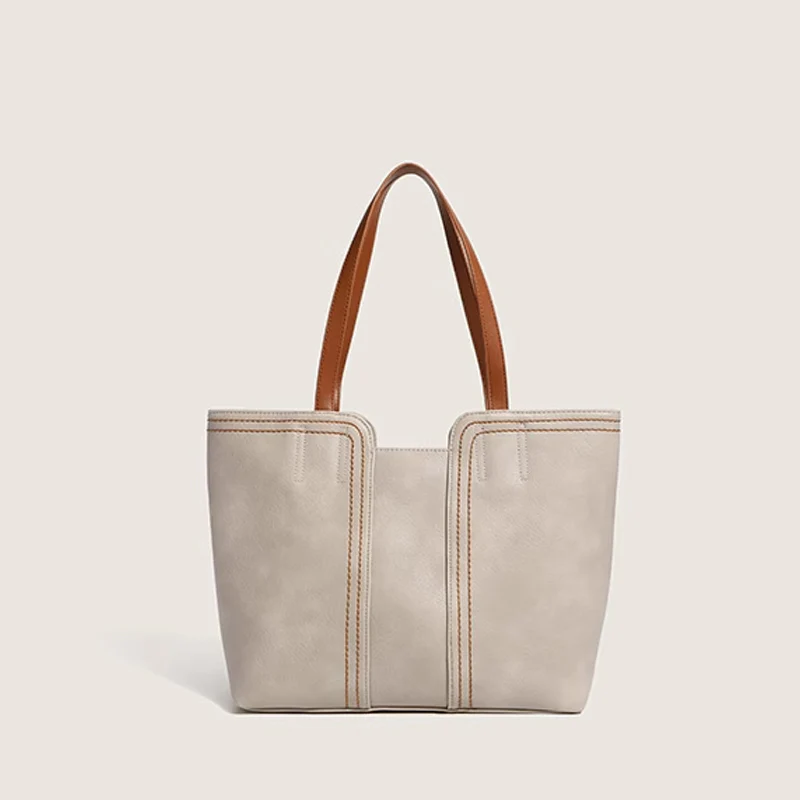 Retro Style PU Leather Commuter Tote Bag - Image 3