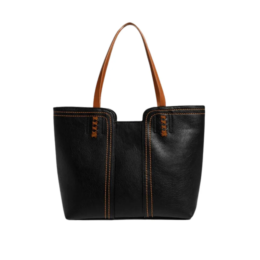 Retro Style PU Leather Commuter Tote Bag - Image 6