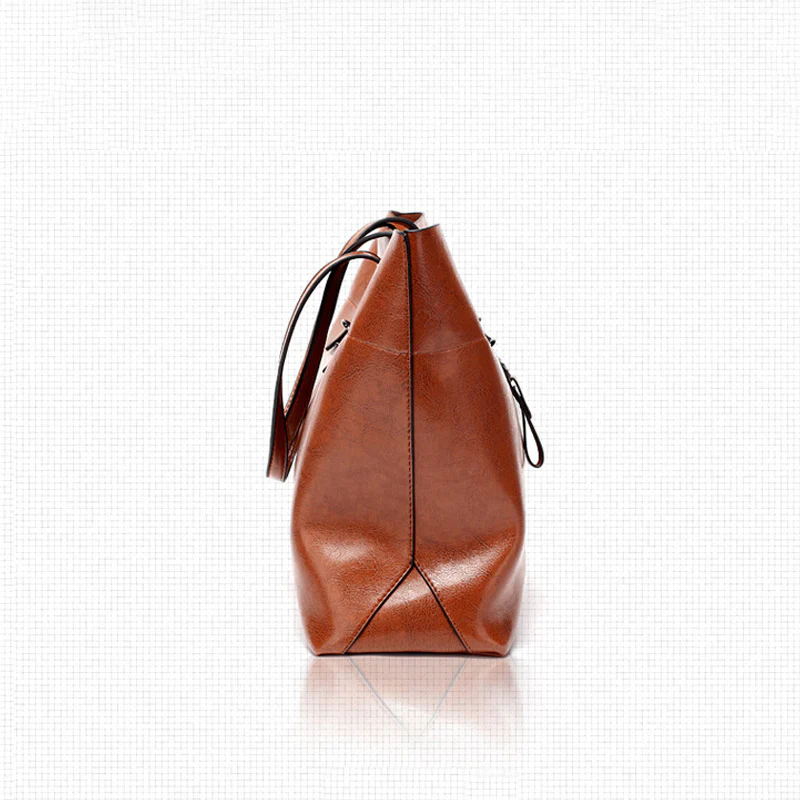 Simple Elegant Large Capacity PU Leather Tote Handbag - Image 3