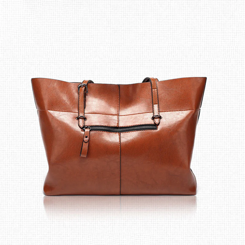 Simple Elegant Large Capacity PU Leather Tote Handbag - Image 4