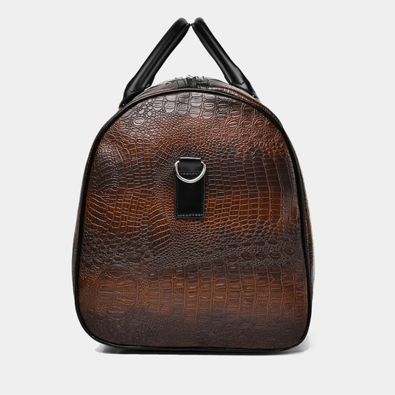 Oversized Croc-Textured Weekend Travel Duffle Bag - Image 2