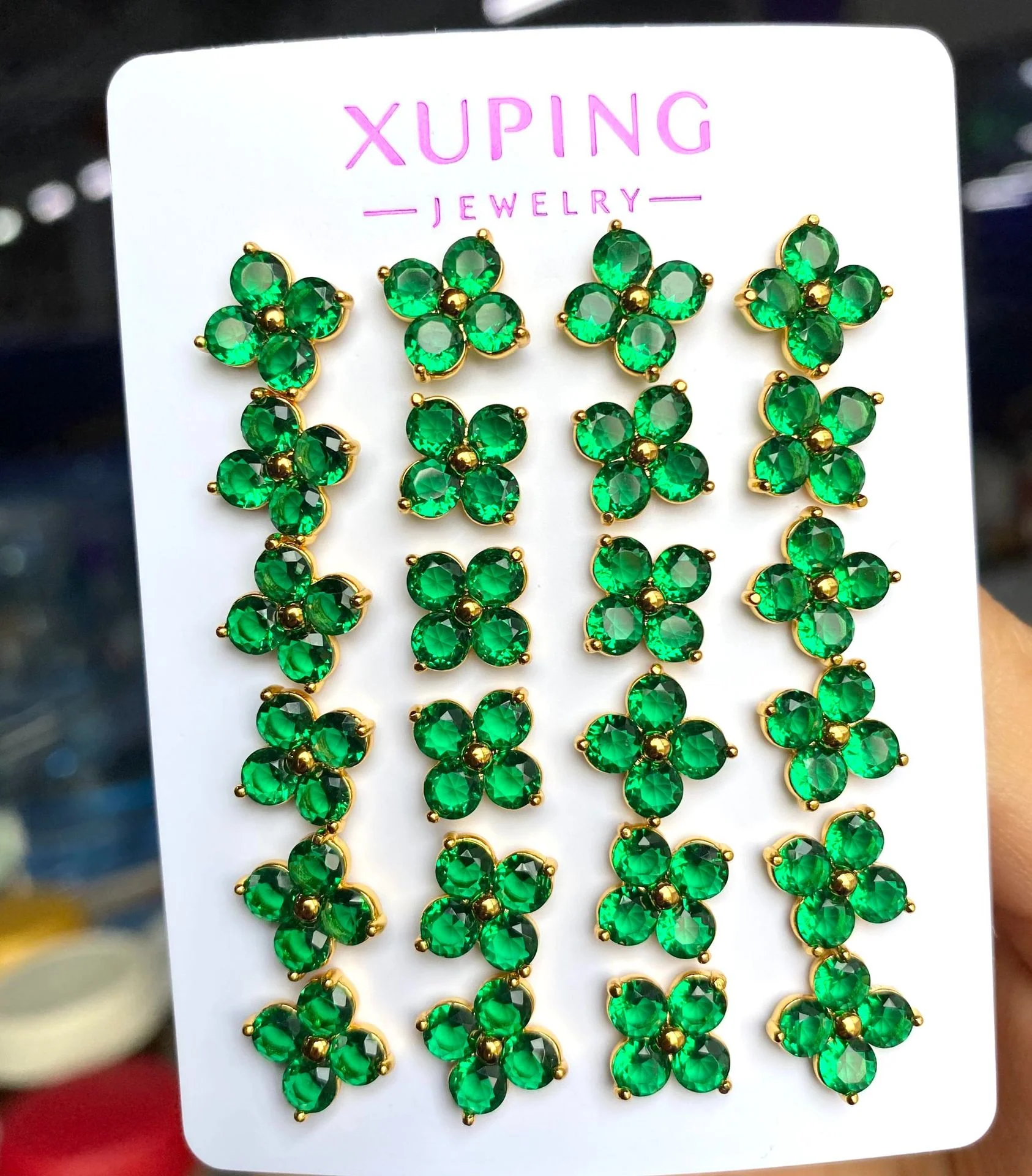 Red Four-Leaf Flower Earrings - Image 5