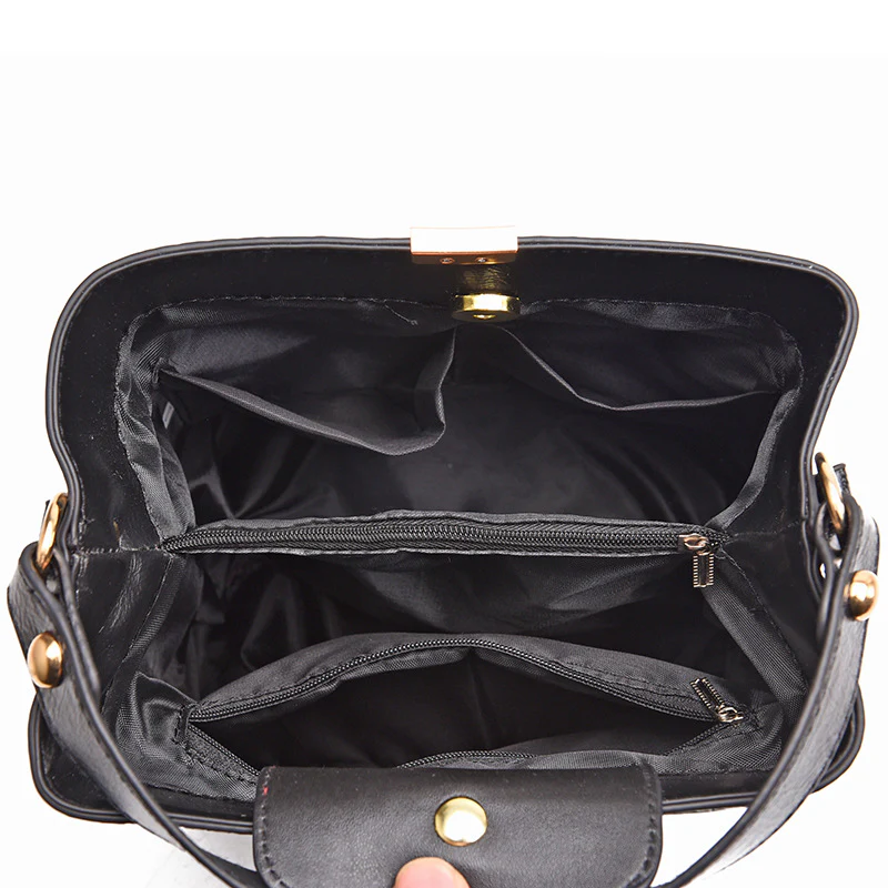 Stone Pattern PU Leather Bucket Crossbody Bag - Image 3