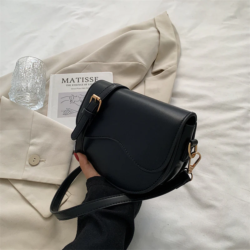 Retro Autumn PU Leather Saddle Crossbody Bag - Image 7