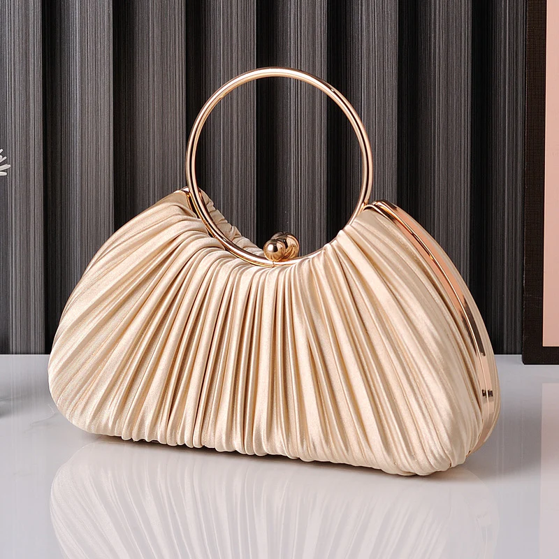 Ruched Ring Handle Clutch For Women - Image 3
