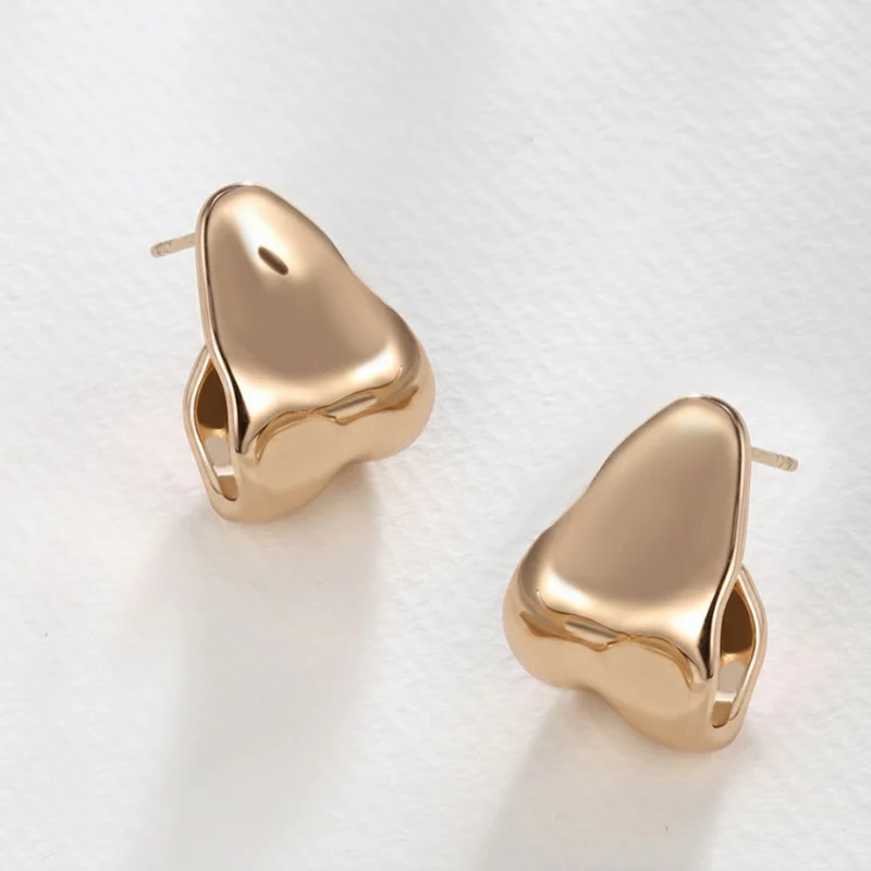 Smooth Twisted Metal Irregular Stud Earrings - Image 2
