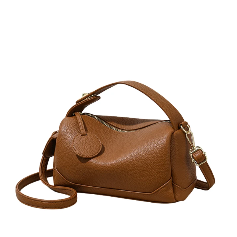 Soft Leather Large Capacity Boston Pillow Bag - Image 2