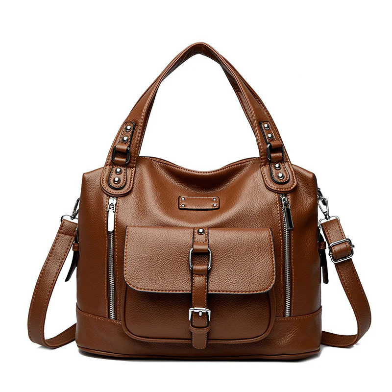 Soft Leather Large Capacity Shoulder Bag For Women - Image 5