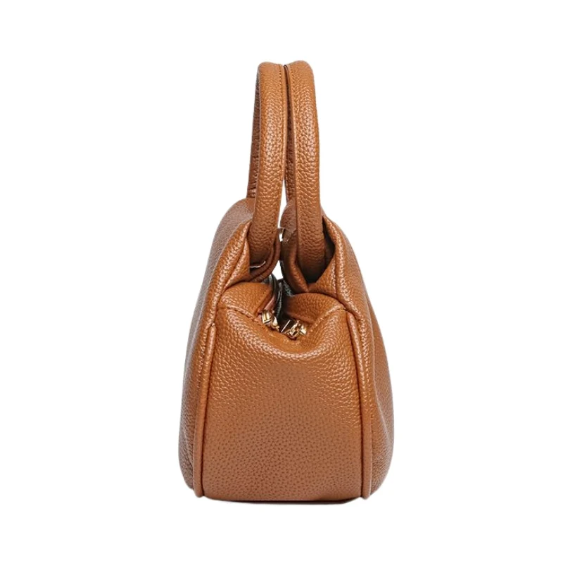 Sophisticated Ruched Handbag with Circular Top Handle - Image 3