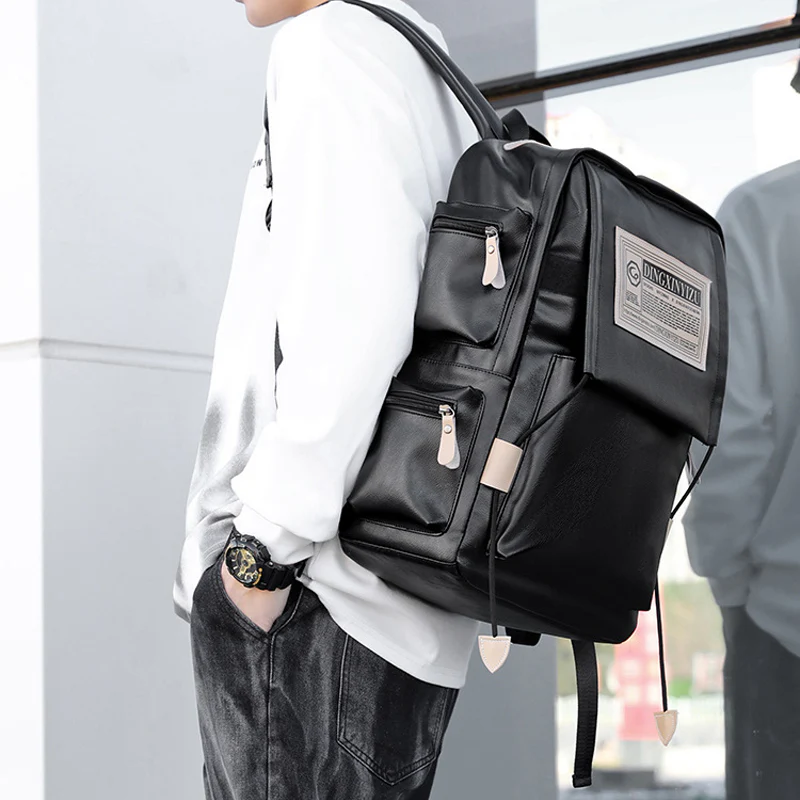 Kabinu PU Leather Travel and School Laptop Backpack - Image 4
