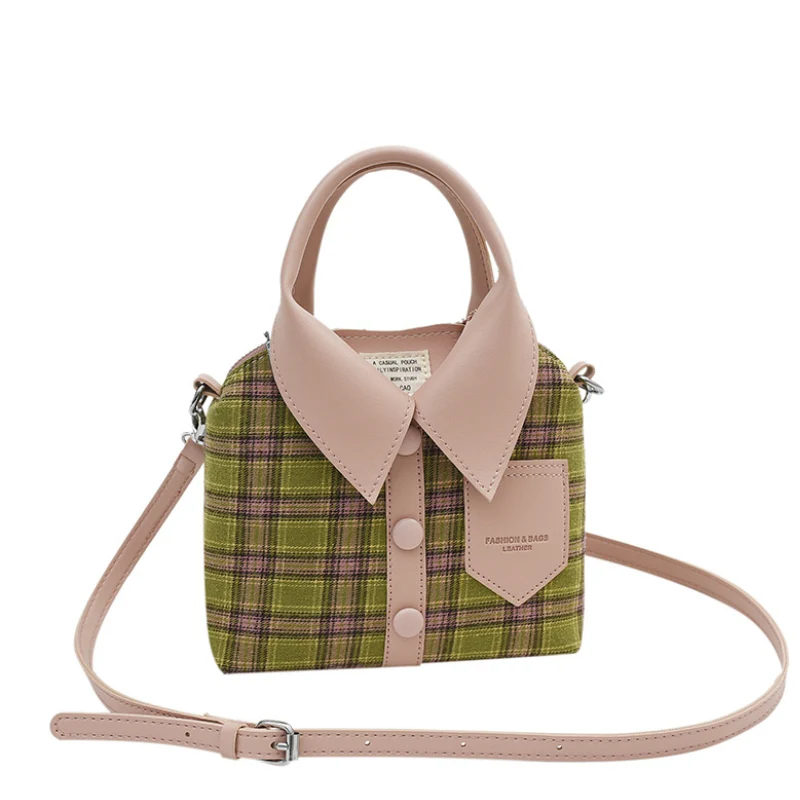 Unique Plaid Collar Style Mini Handbag - Image 7