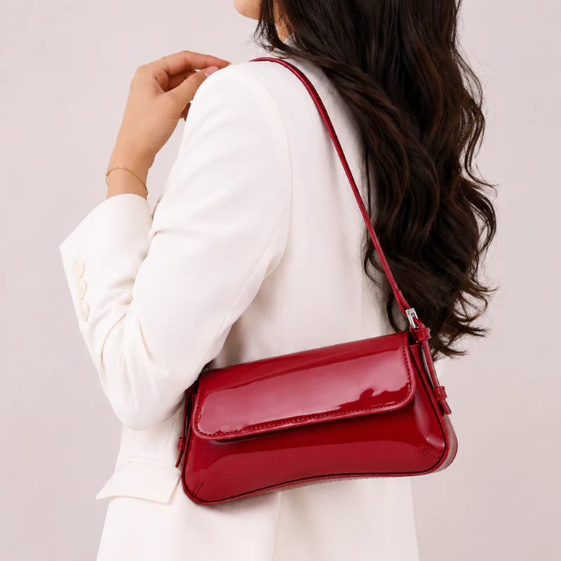 Vela Glossy Baguette Women’s Shoulder Bag - Image 4