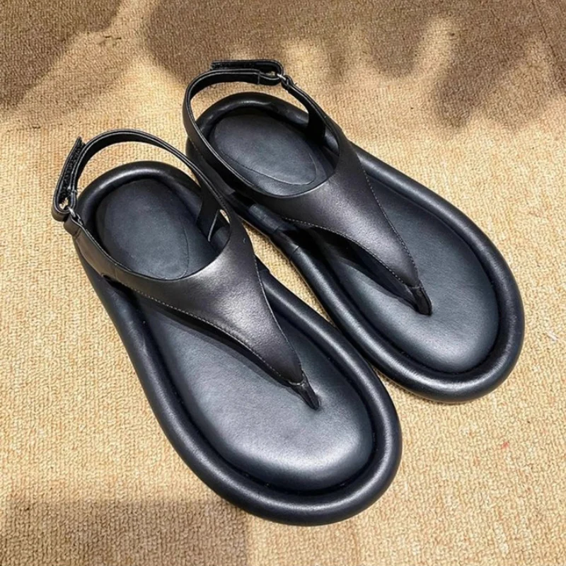 Women Minimalist Puffy Thong Sandals with Backstrap - Image 5