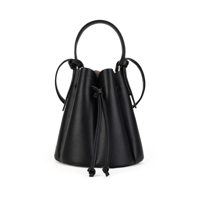 Women's Sculpted Pebbled Leather Look Bucket Bag - Image 5