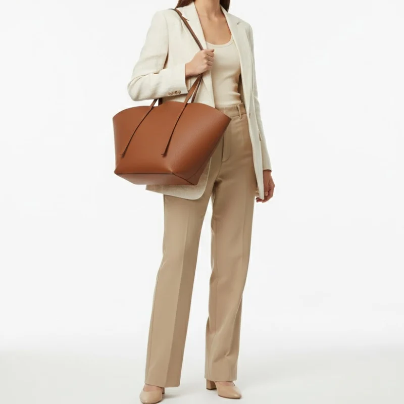 Women's Sculpted Winged Minimalist Large Tote Bag - Image 4