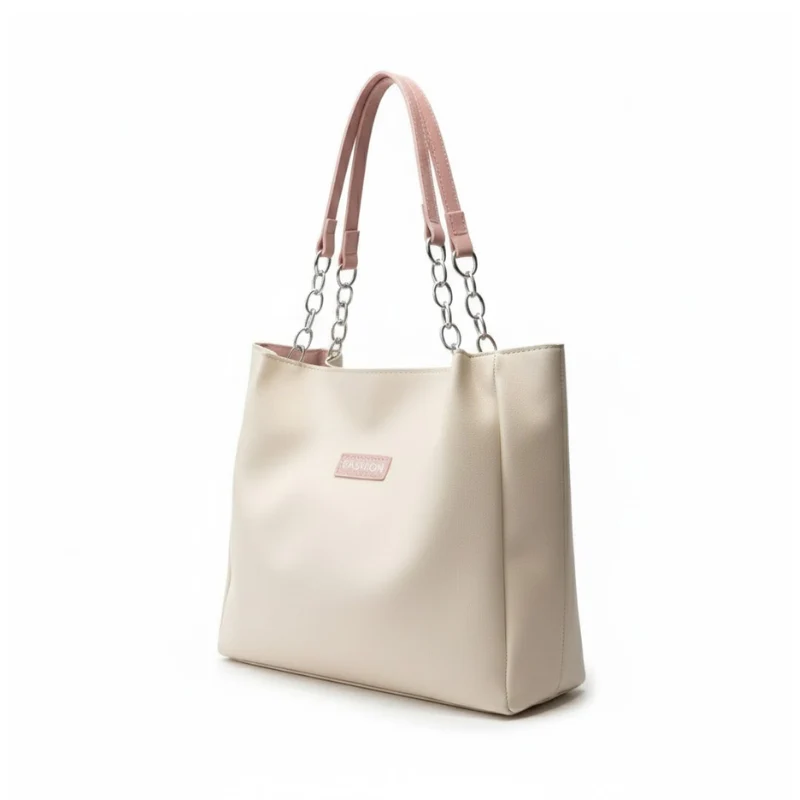 Women's Sleek Shoulder Bag with Chain Accents - Image 2