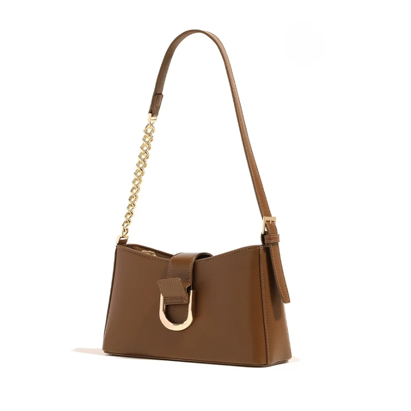 Women's Sleek Shoulder Bag with Chain Detail - Image 2